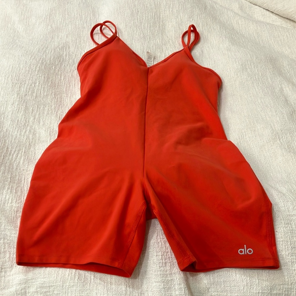 Alo Vibrant Red Strappy Bodysuit